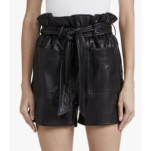 Blank NYC Silent Faux Leather Paperbag Black Shorts Tie Belt Sz 28 NWT